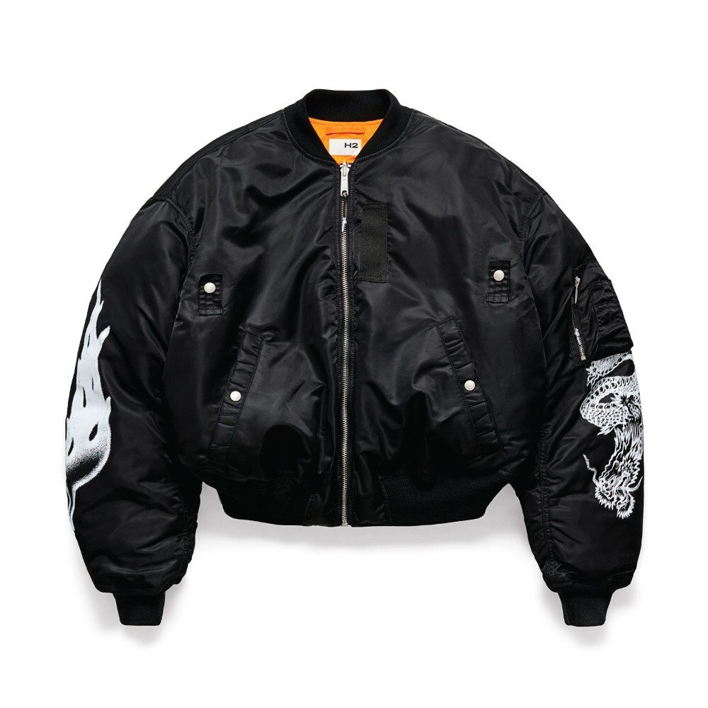 

Двусторонняя куртка H&M H2 Bomber, черный/оранжевый