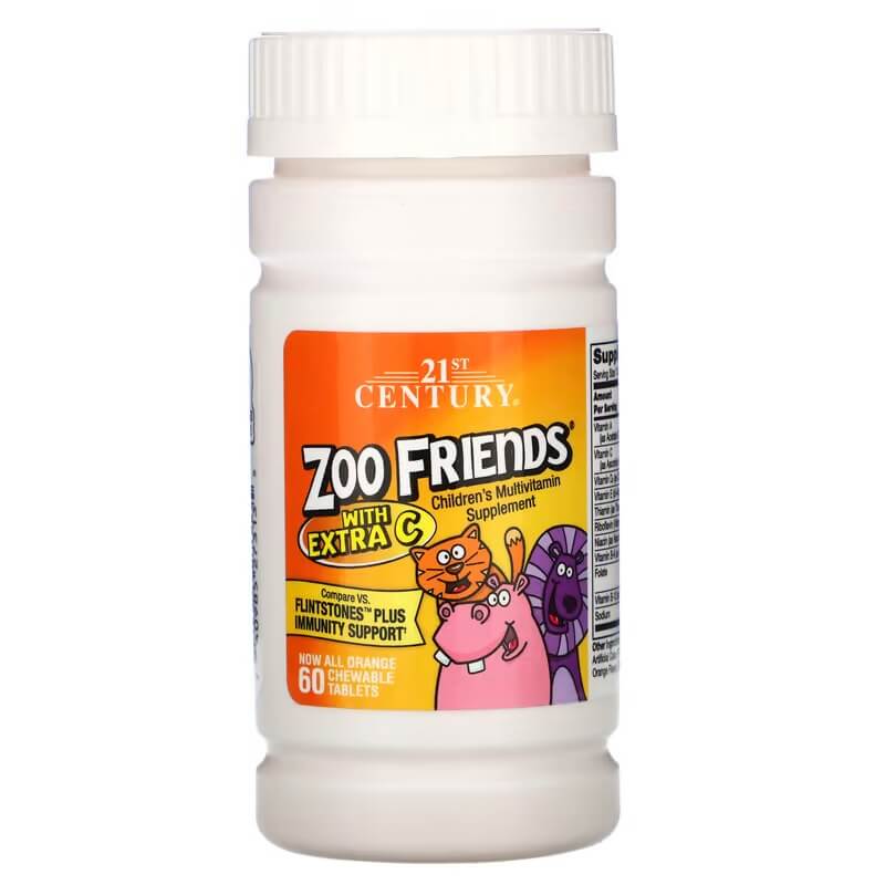 Мультивитамины 21st Century, 60 жевательных таблеток 21st century мультивитамины в виде зверей zoo friends plus extra c 60 жевательных конфет