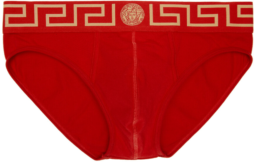 

Красные трусы-боксеры с каймой Greca Versace Underwear