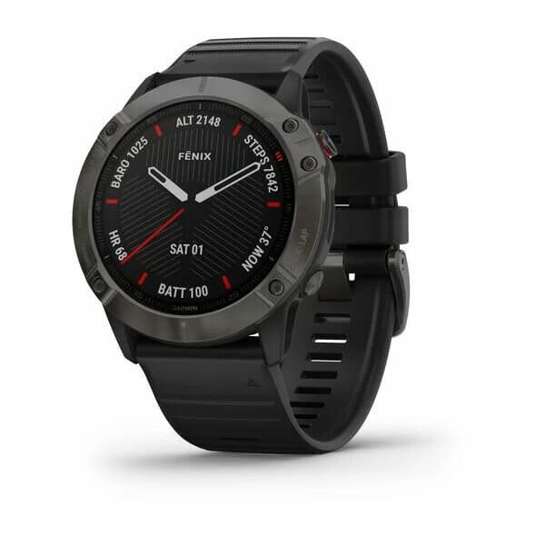 Умные часы Garmin FENIX 6 Sapphire, серый с черным ремешком умные часы garmin fenix 6x pro черный с черным ремешком