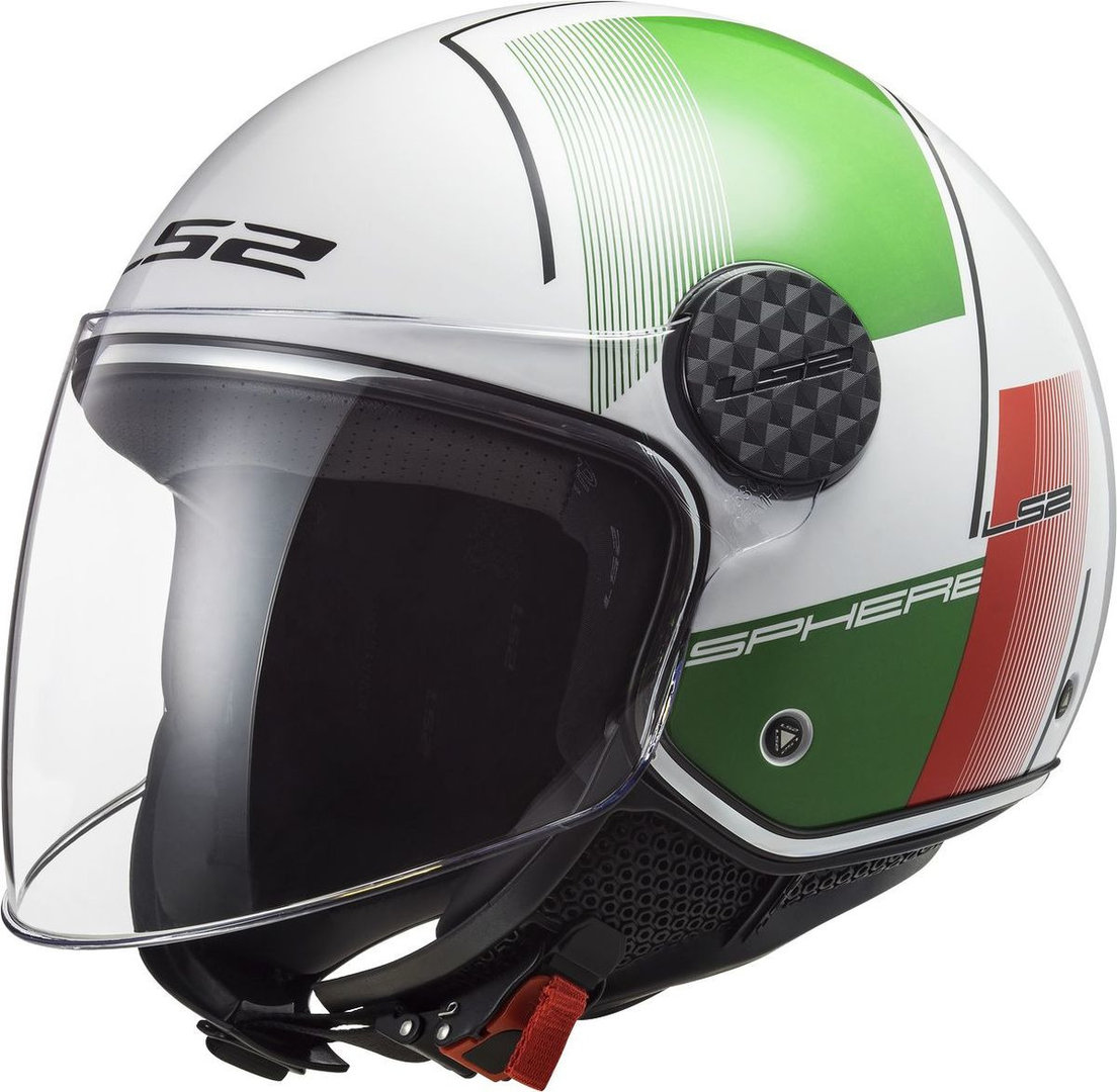Шлем LS2 OF558 Sphere Lux Firm Реактивный, бело-зелено-красный