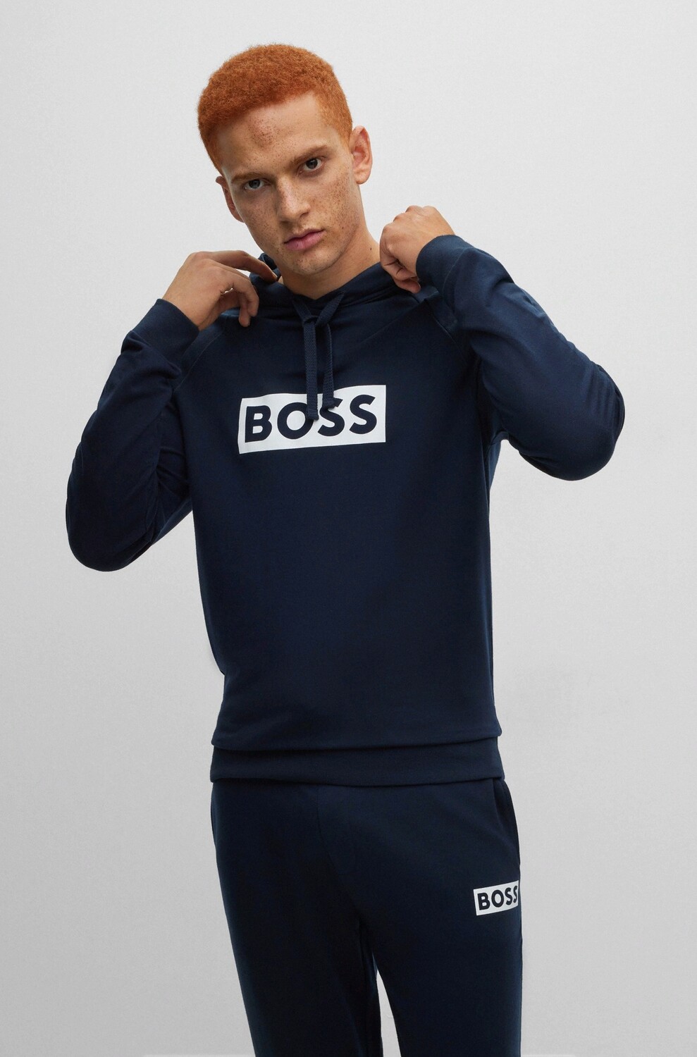 

Толстовка Hugo Boss Regular-fit In French Terry With Logo Print, темно-синий