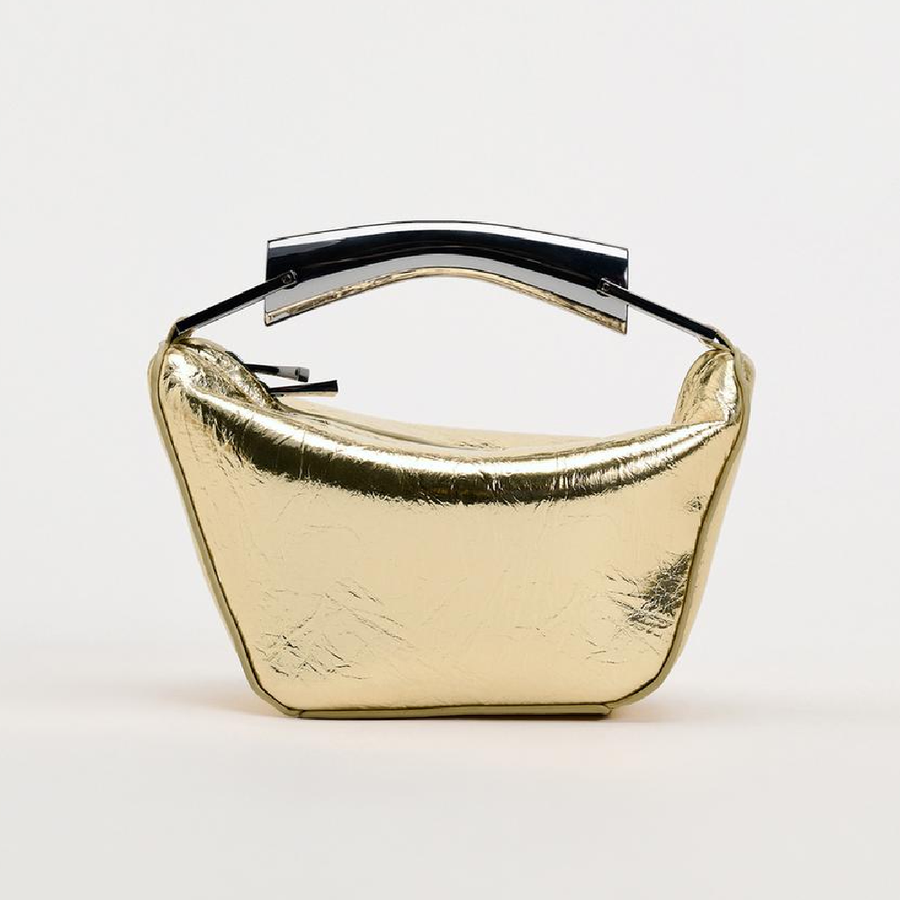 Сумка Zara Mini Bucket With Metal Handle, золотой мини сумка zara beaded handle розовый
