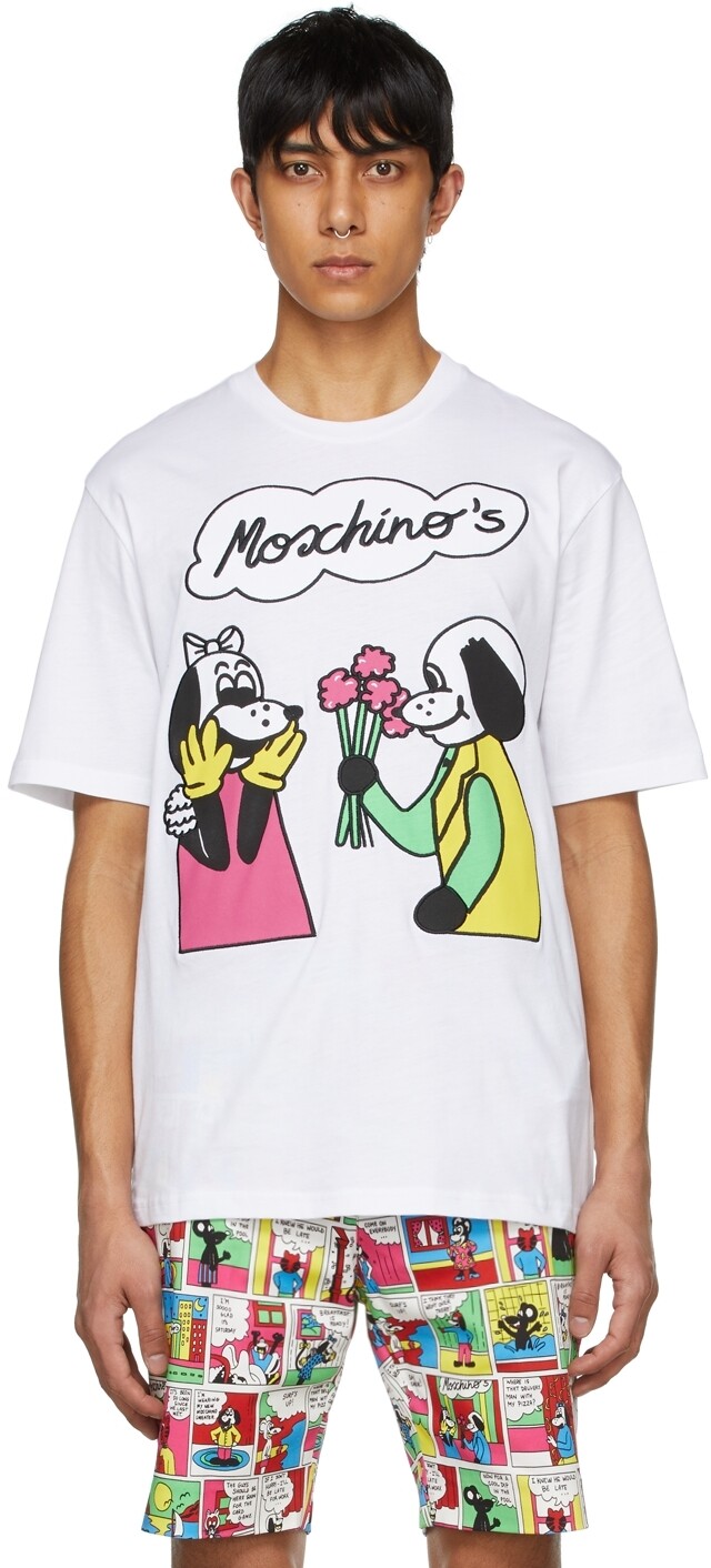 

Белая хлопковая футболка Moschino