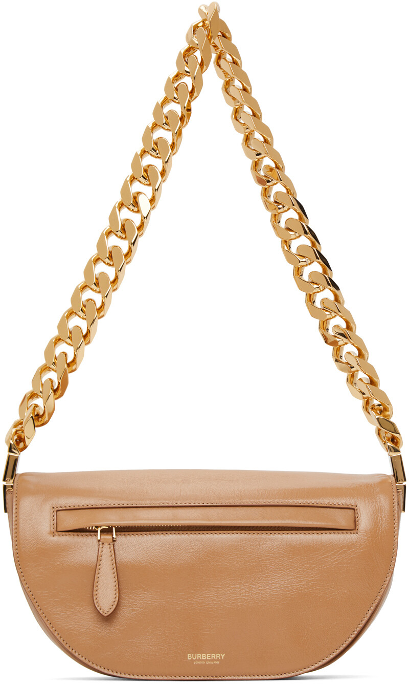 

Светло-коричневая маленькая сумка с цепочкой Olympia Burberry