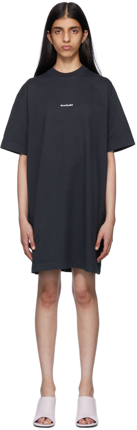 

Черное хлопковое мини-платье Acne Studios