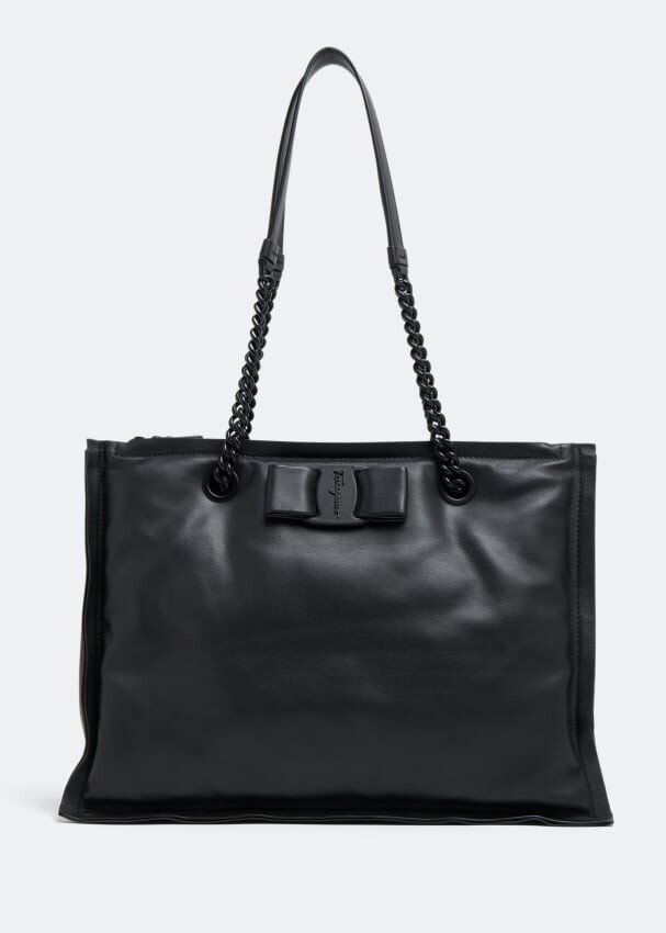 

Сумка-тоут FERRAGAMO Viva Bow tote bag, черный