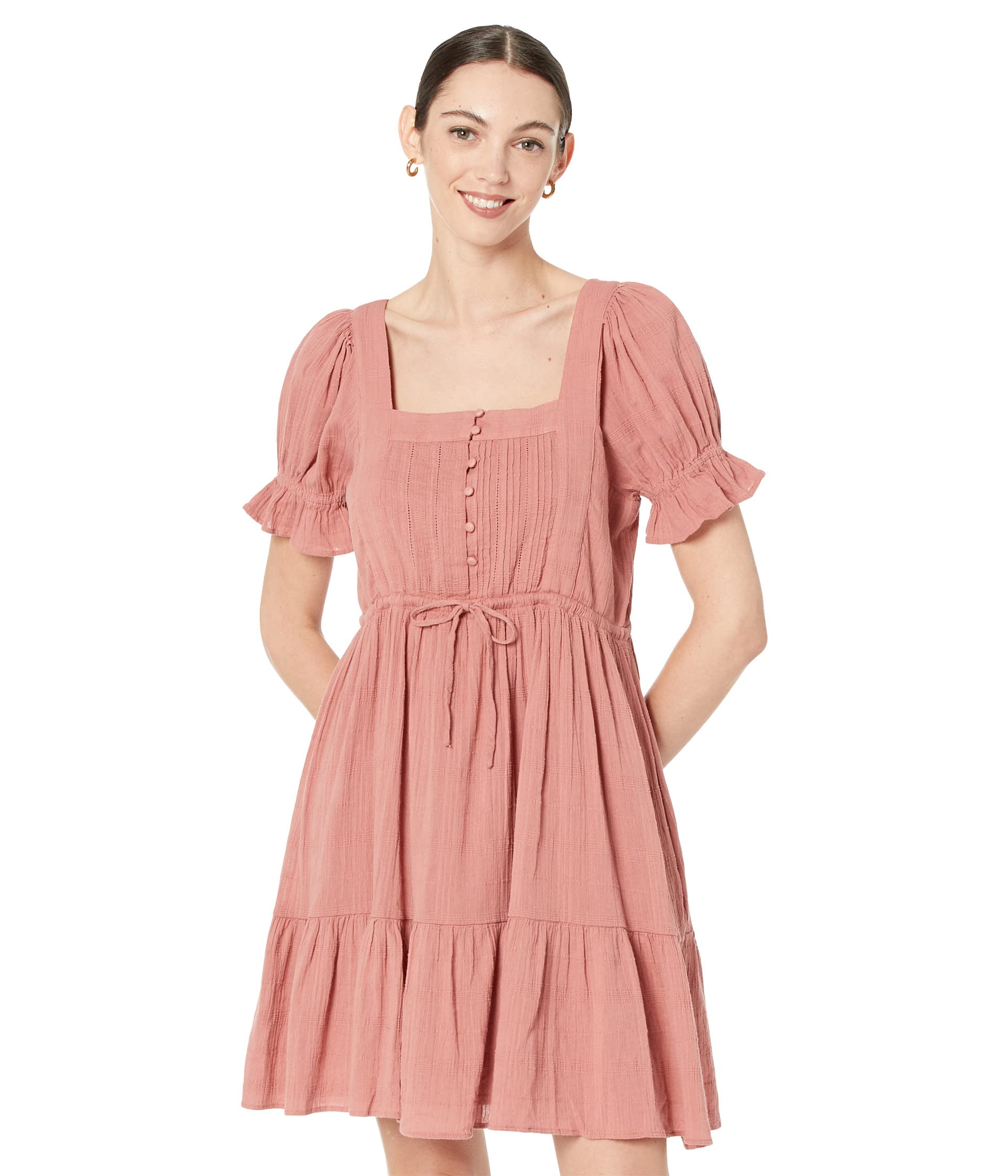 Платье Madewell, Puff-Sleeve Drawstring Mini Dress цена и фото