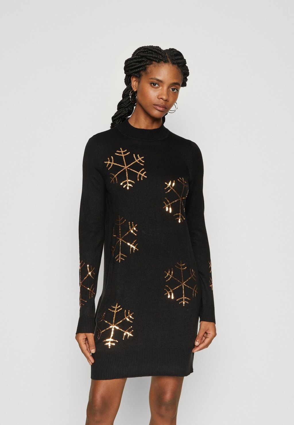 

Трикотажное платье Vifrost High Neck Christmas Dress VILA, цвет black/gold