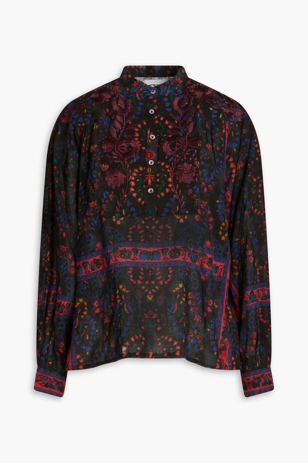 

Топ из хлопковой вуали с принтом Tamir и вышивкой Antik Batik, черный