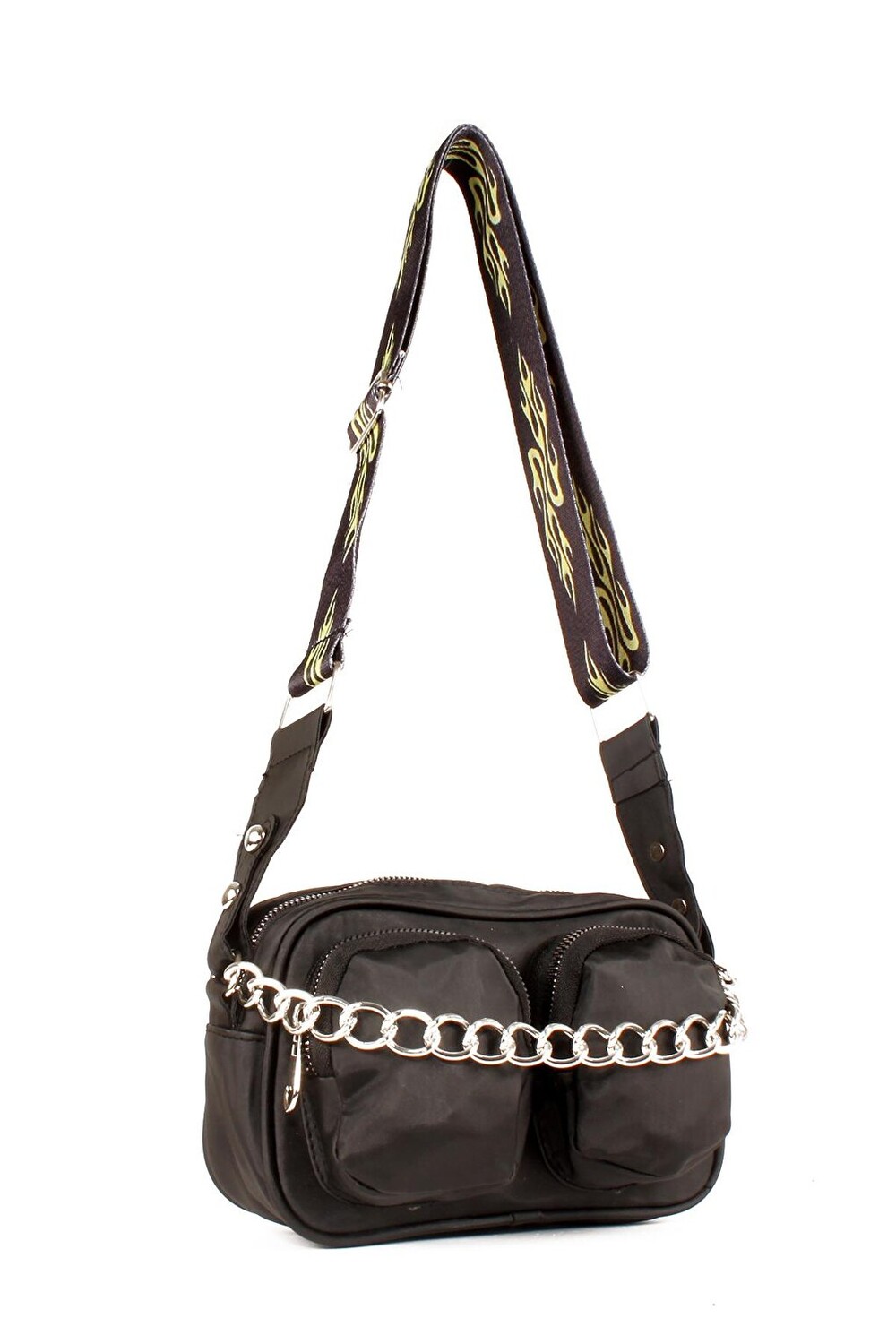 

Женская атласная сумка через плечо с двойным карманом на ремне (10606) Luwwe Bags, черный