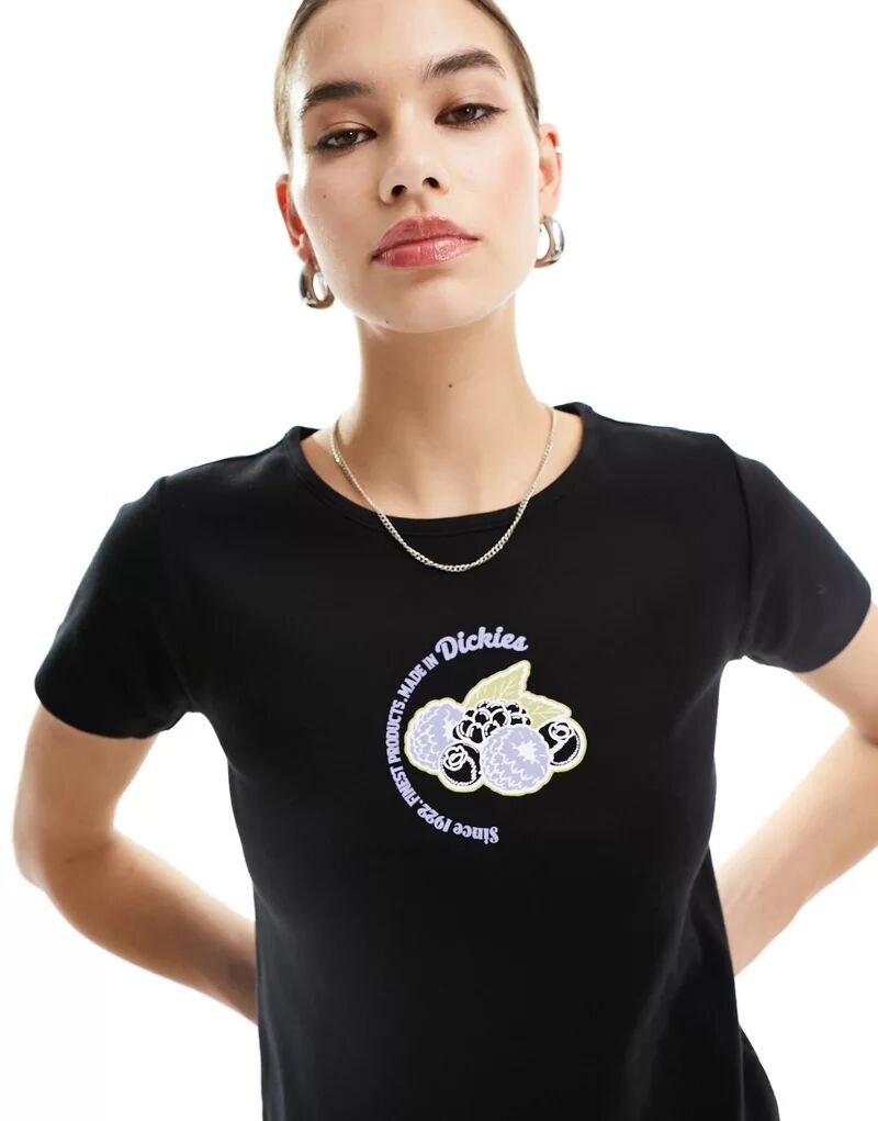 Черная укороченная футболка Dickies Altoona с фруктовым графическим принтом по центру