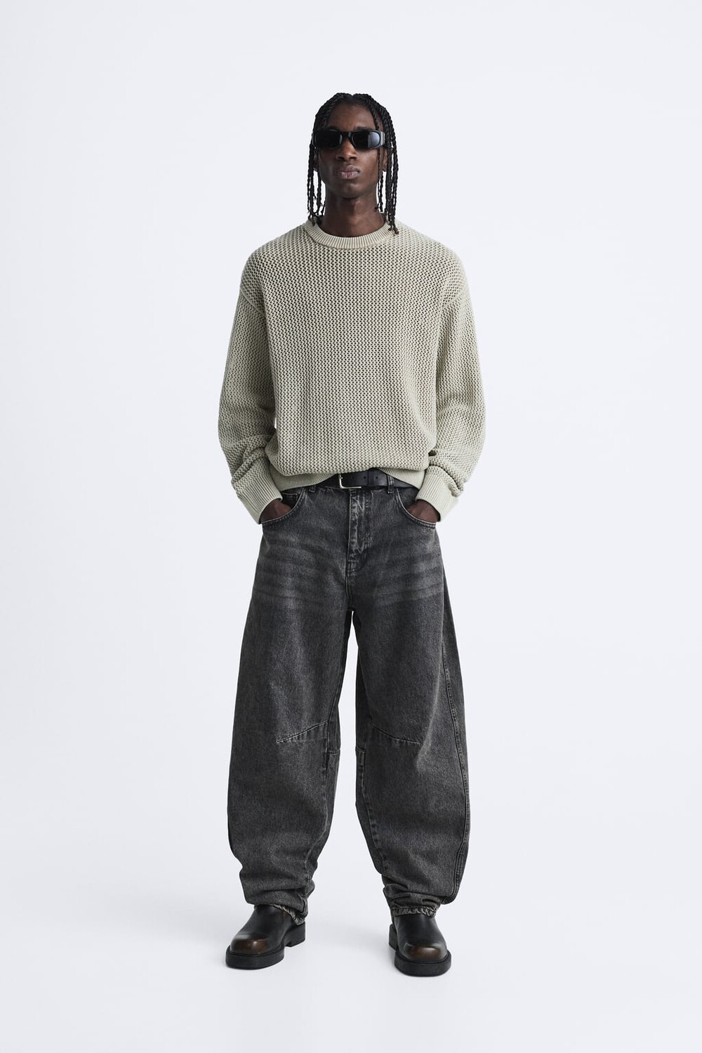 

Фактурный свитер крючком ZARA, песочный, Бежевый