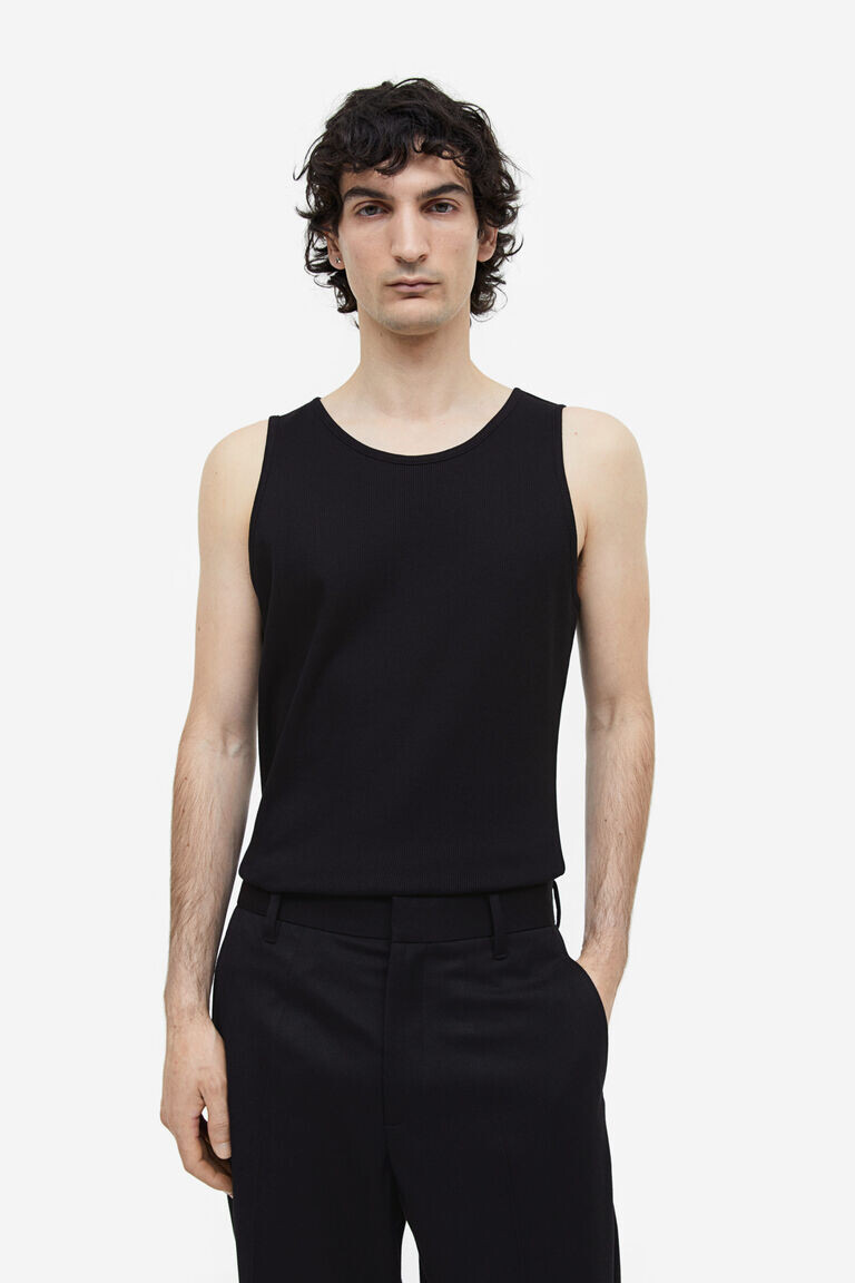 

Топ-жилет slim fit в рубчик H&M, черный