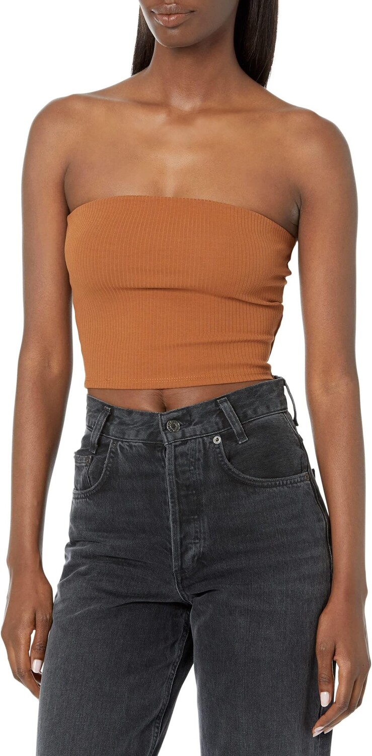 

Топ Crop Tube Top in Sleekhold Madewell, цвет Warm Coffee