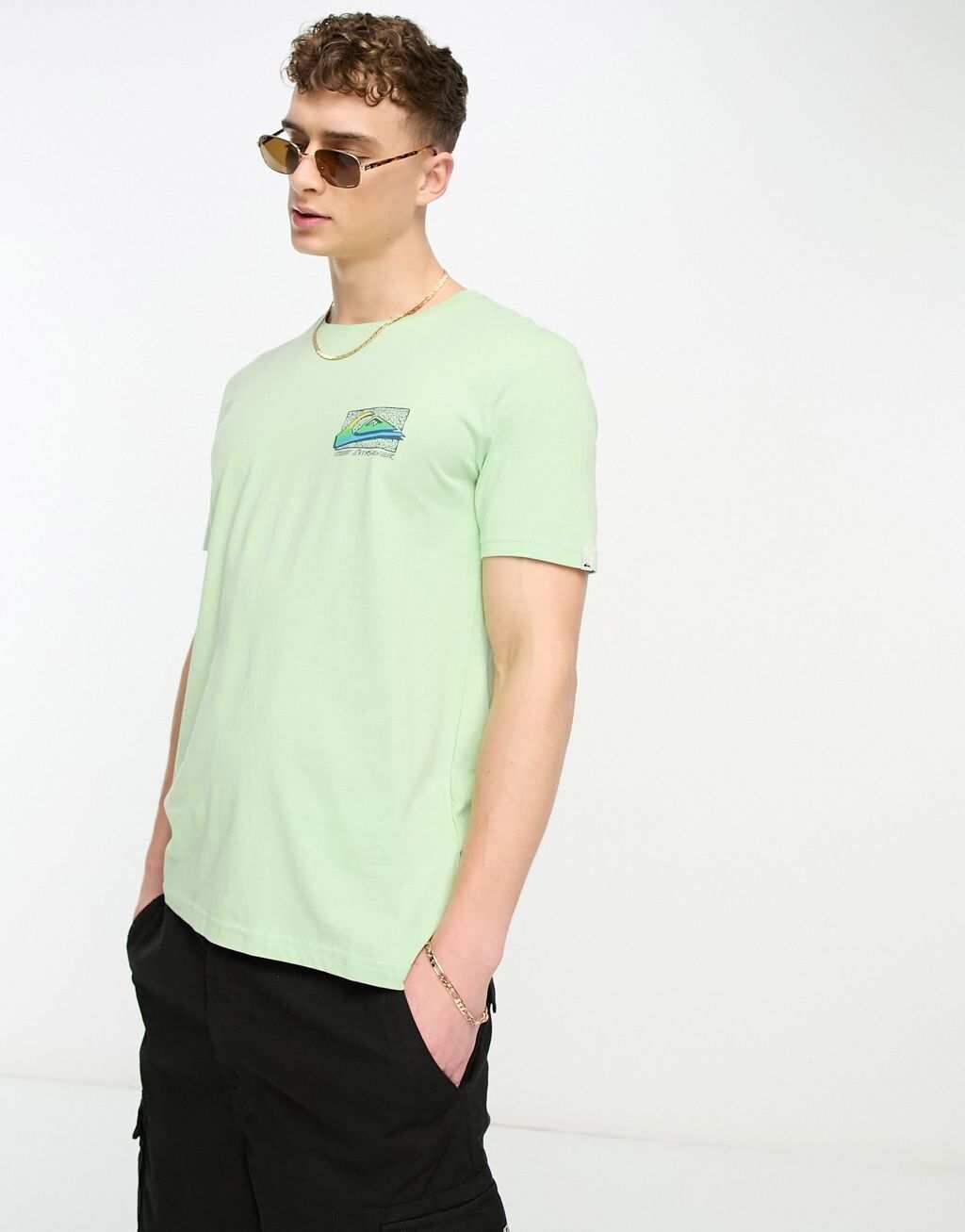 

Зеленая футболка в стиле ретро Quiksilver, Зеленый