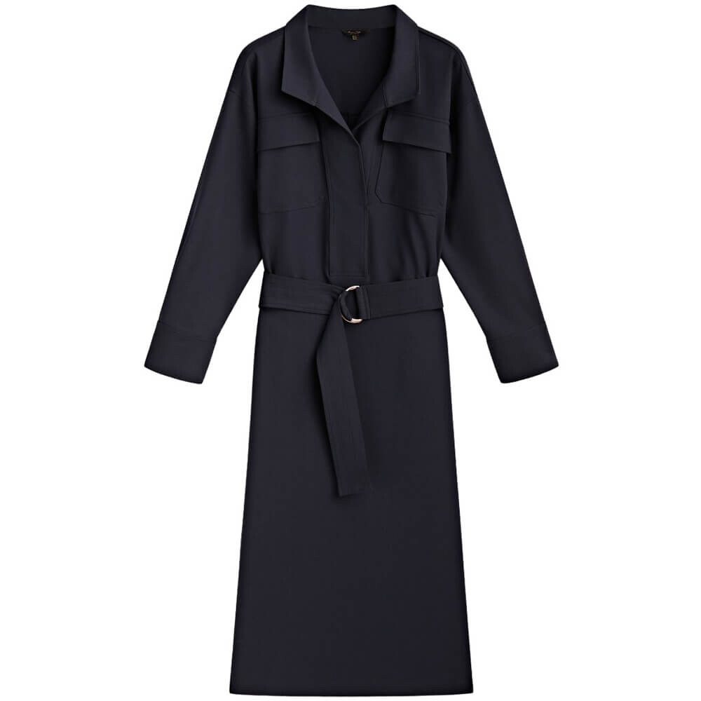 

Платье Massimo Dutti With Stand-Up Collar, темно-синий