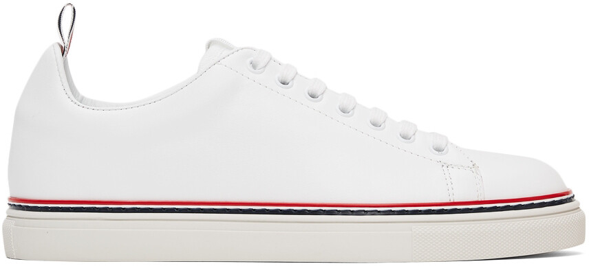 

Белые кожаные теннисные кеды Thom Browne