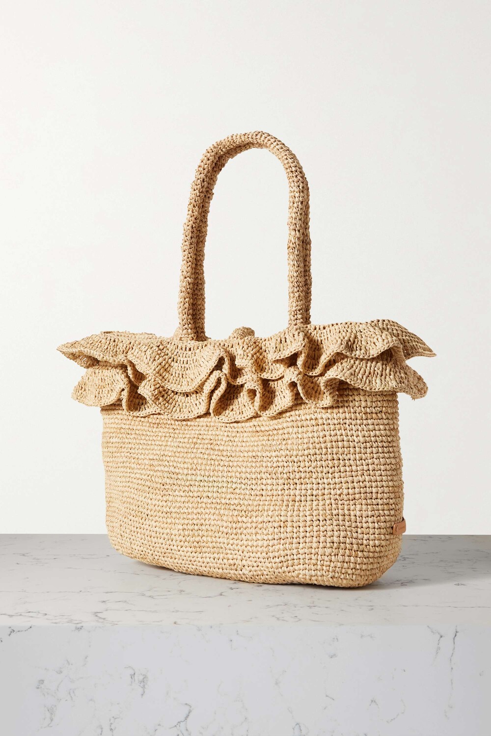 

LOEFFLER RANDALL сумка-тоут Lori из рафии с оборками, нейтральный