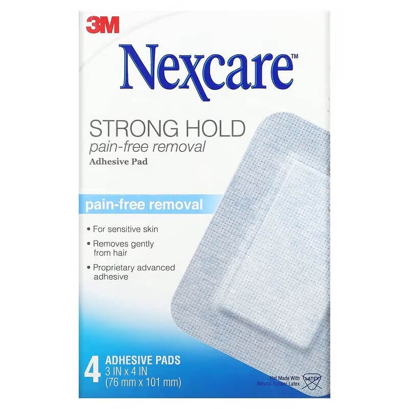 Клейкая подушечка сильной фиксации для безболезненного удаления Nexcare, 4 клейкие подушечки