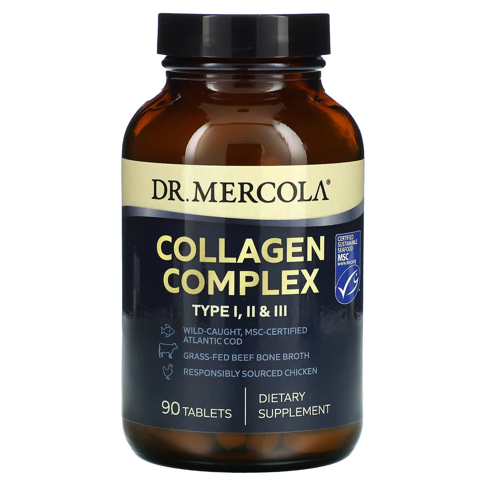 Dr. Mercola, Collagen Complex, тип I, II и III, 90 таблеток dr mercola collagen complex тип i ii и iii 90 таблеток