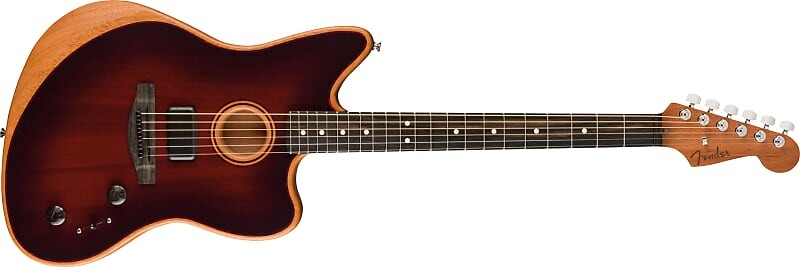 

Fender American Acoustasonic Jazzmaster All-Mahogany, накладка на гриф Ebony, Bourbon Burst