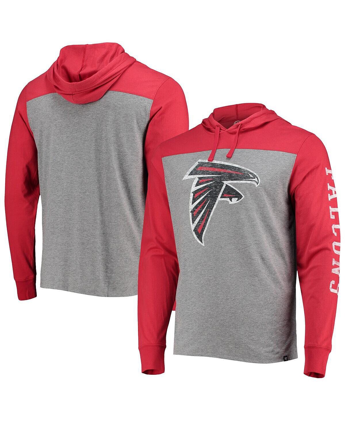 

Мужская футболка с капюшоном с длинным рукавом atlanta falcons franklin wooster в меланжевом сером и красном цветах '47 Brand, мульти