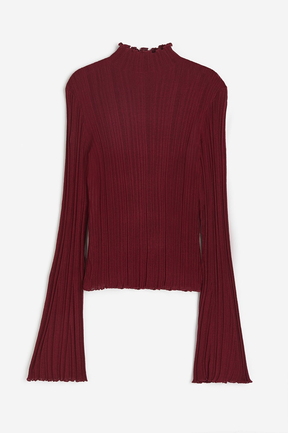

Лонгслив H&M Rib-knit Mock Turtleneck, темно-красный