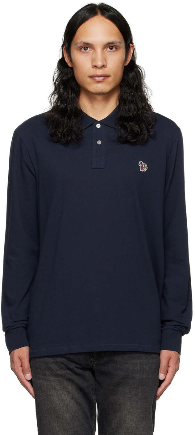 

Темно-синяя футболка-поло с зеброй PS by Paul Smith