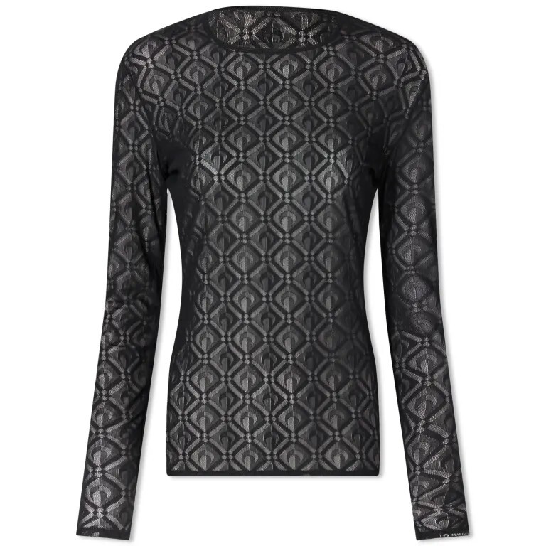 

Жаккардовый Сетчатый Топ Marine Serre Monogram Second Skin, черный