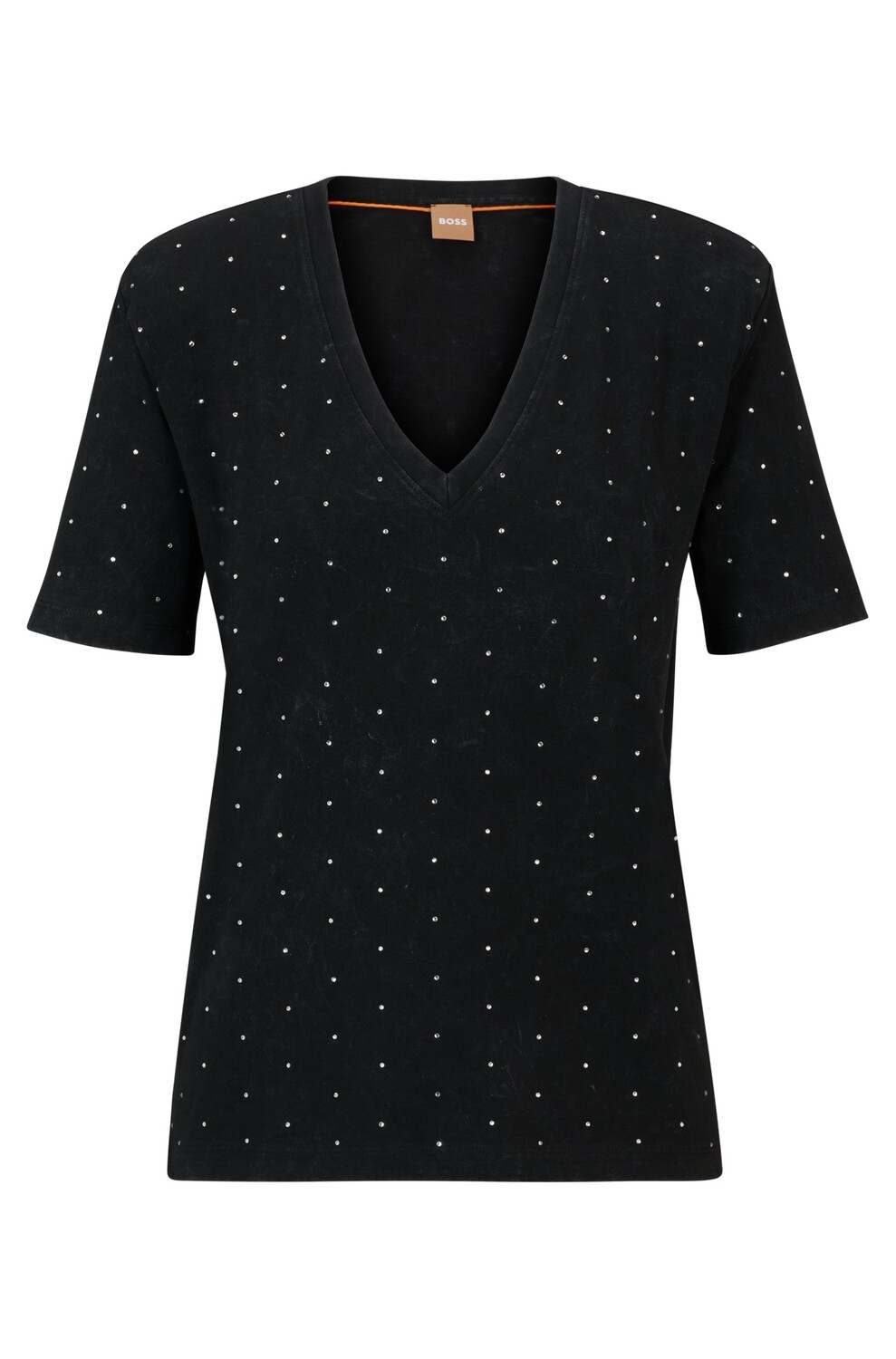 

Футболка Boss Slim-fit Acid-washed With Crystal Studs, черный