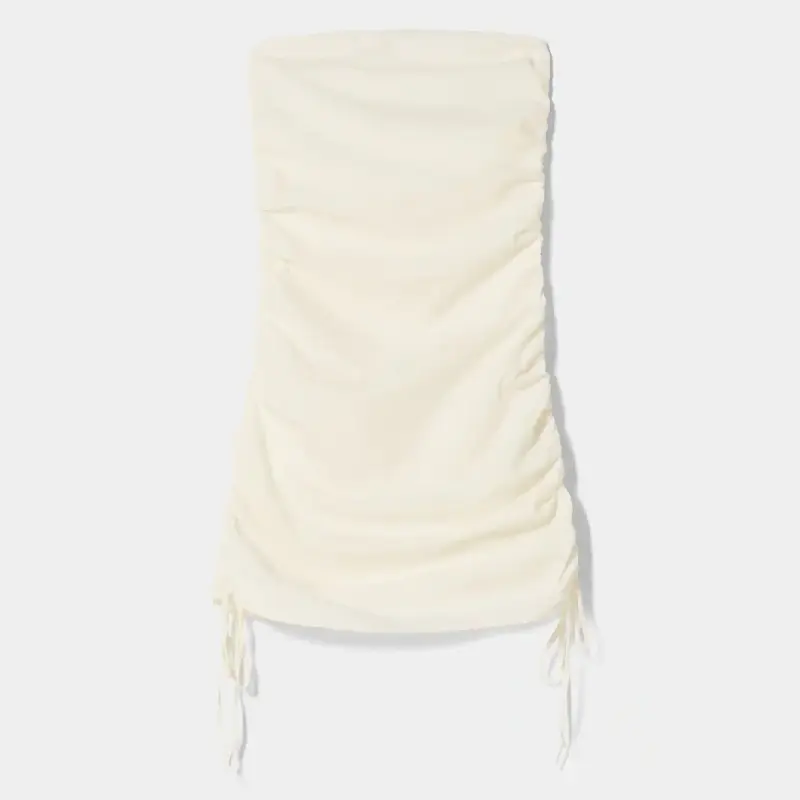 

Платье Bershka Fitted Mini With Gathered Side, кремовый