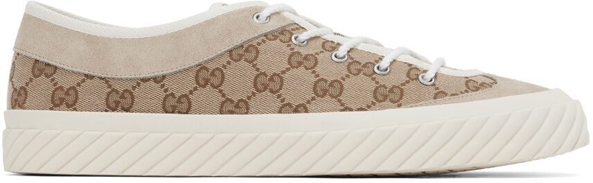 

Бежевые кроссовки с узором GG Gucci