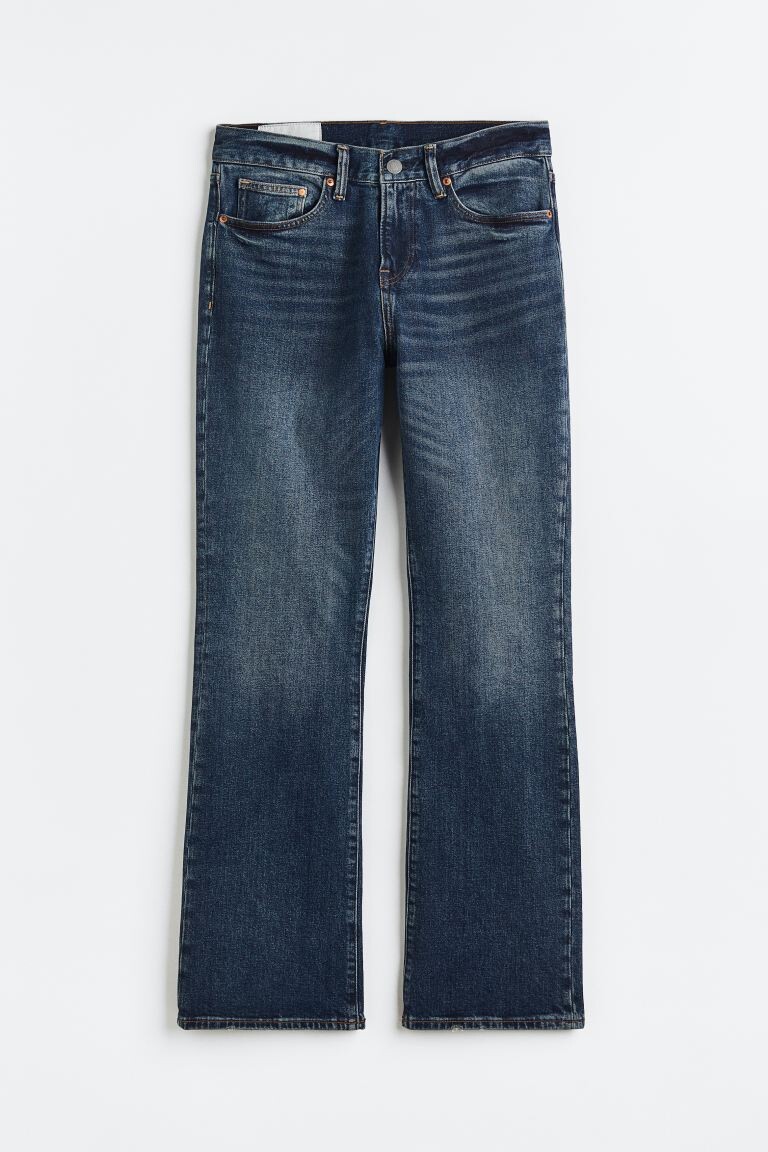 

Узкие расклешенные джинсы H&M, темно-синий деним