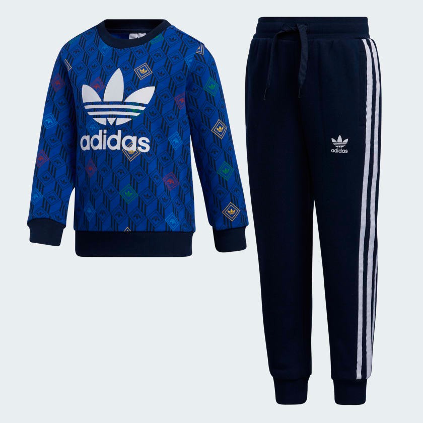 Детский комплект Adidas Originals Crew, 2 предмета, синий/мультиколор