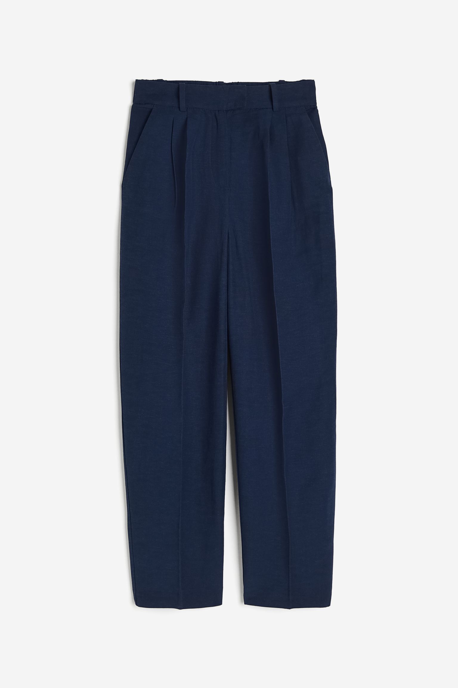 мужские брюки gramicci wool blend tuck tapered синий размер m Брюки H&M Tapered Linen-blend, темно-синий