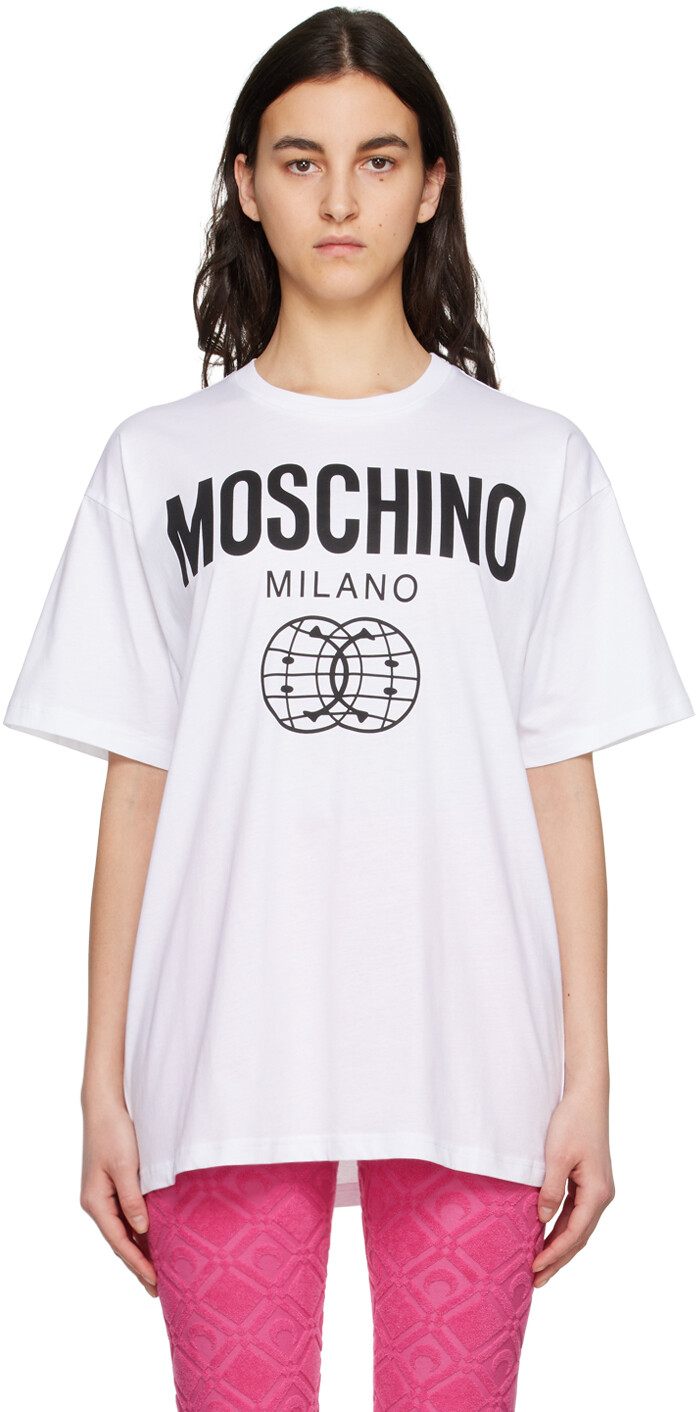 

Белая футболка с принтом Moschino, Белый