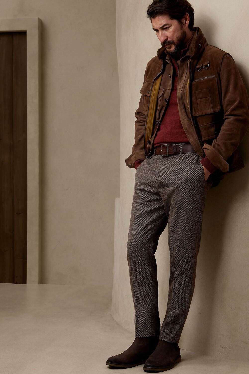 

Твидовые костюмные брюки Modena Banana Republic, серый