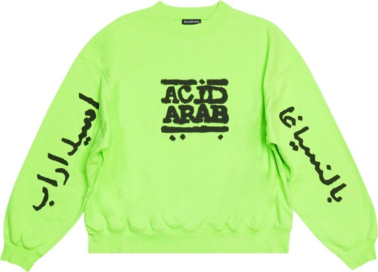 Толстовка Balenciaga Crewneck 'Fluo Green/Black', зеленый - фото