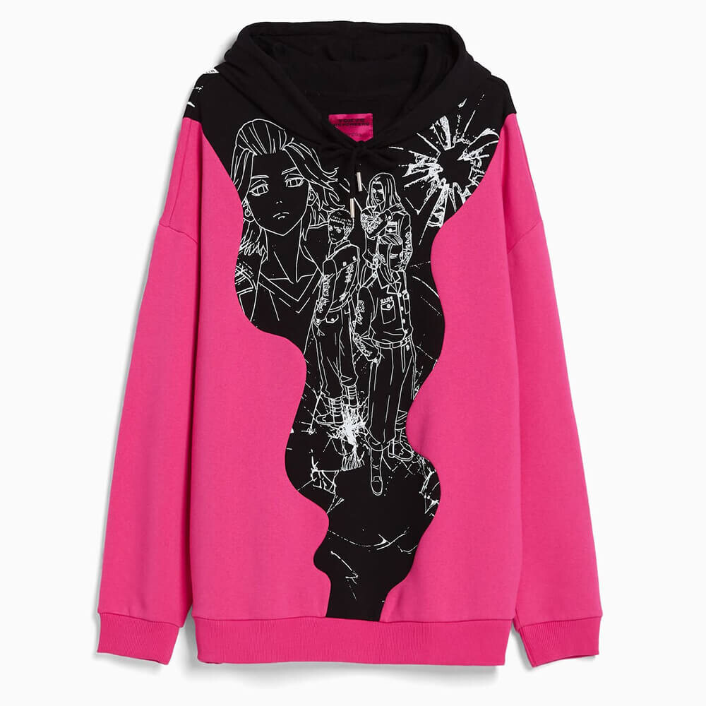

Худи Bershka Tokyo Revengers Print, фуксия