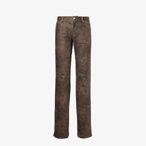 Прямые брюки из искусственной кожи со средней посадкой Misbhv, коричневый