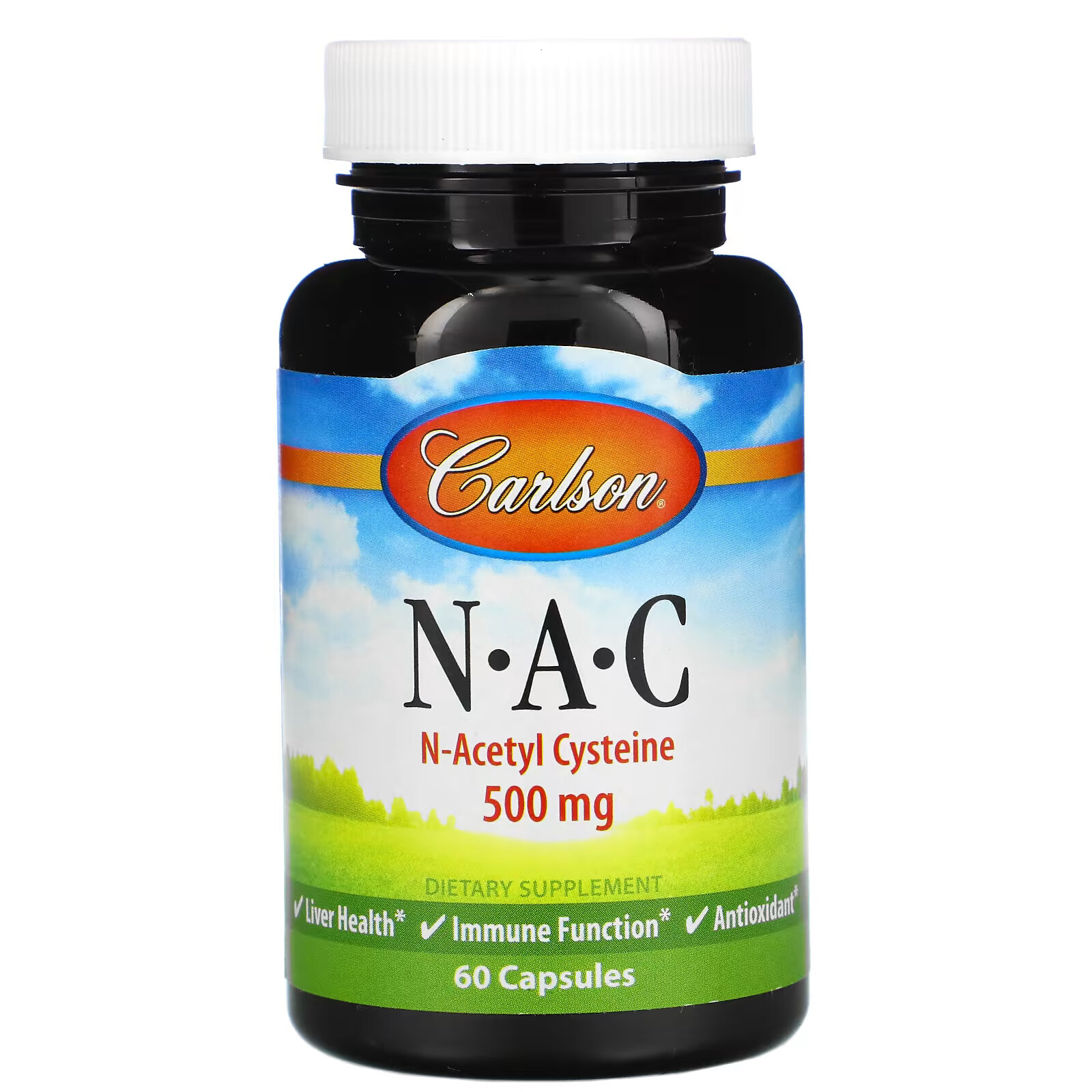 Carlson, N-A-C, 500 мг, 60 капсул carlson mild c витамин c деликатного действия 500 мг 250 капсул