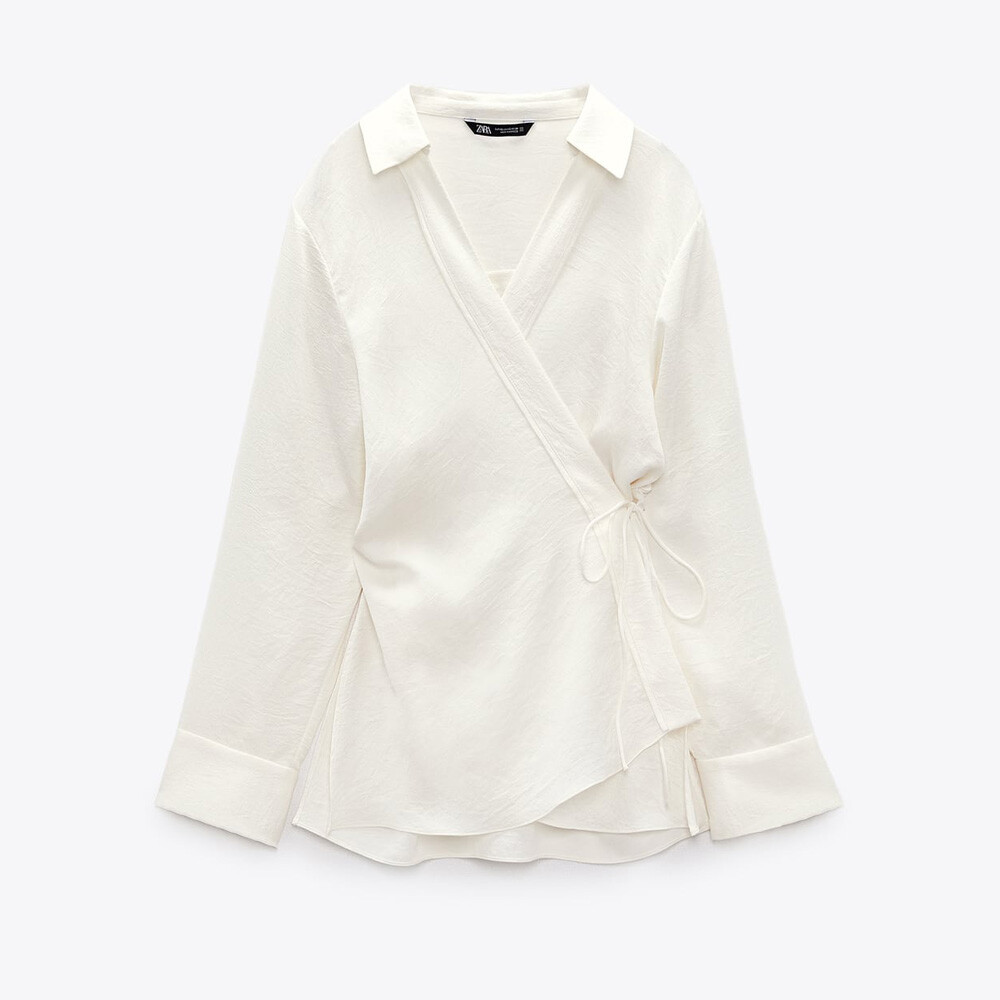 

Блуза Zara Wrap With Bow, экрю
