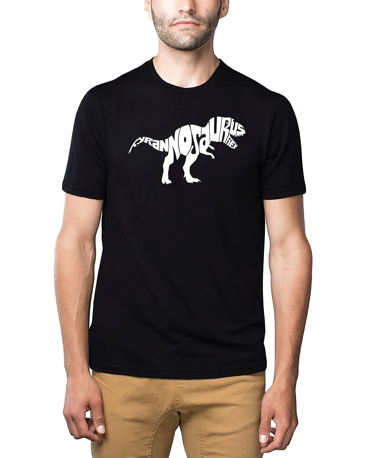 фигурка тираннозавр рекс боевой окрас динозавр jurassic tyrannosaurus rex Мужская футболка premium word art - tyrannosaurus rex LA Pop Art, черный