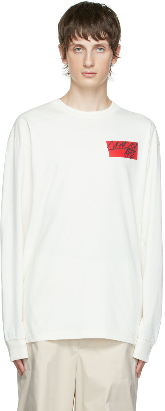 

2 Moncler 1952 Футболка с длинным рукавом с принтом Off-White Moncler Genius, Белый