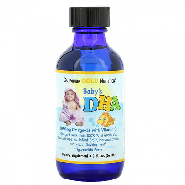 бады для детей эвалар бэби омега 3 дгк Омега-3 с витамином D3 для детей California Gold Nutrition 1050 мг, 59 мл