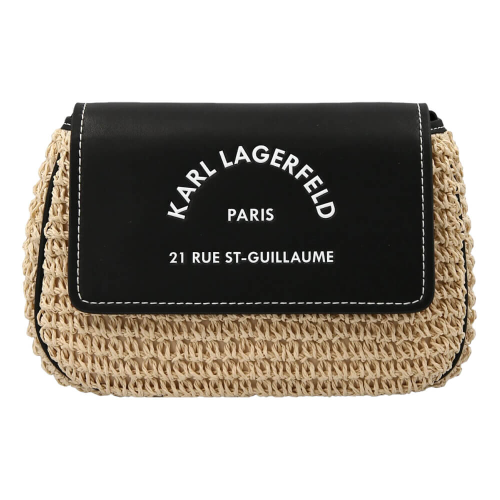 

Сумка кросс-боди Karl Lagerfeld Rue St-Guillaume Raffia, кремовый/черный