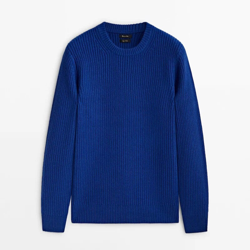 

Свитер Massimo Dutti Wool Blend Crew Neck, синий