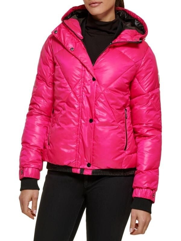 

Пуховик с капюшоном Guess Hot pink, Серый