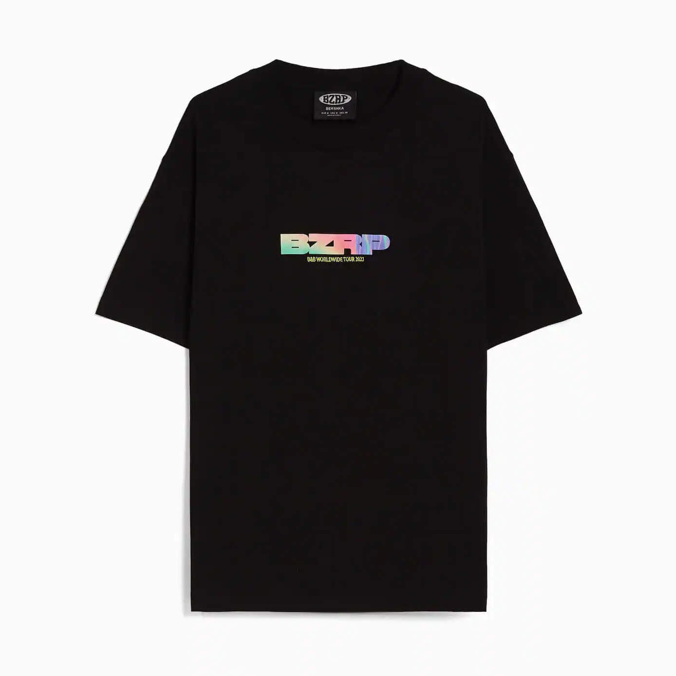 

Футболка Bershka Bizarrap Print Boxy Fit, черный